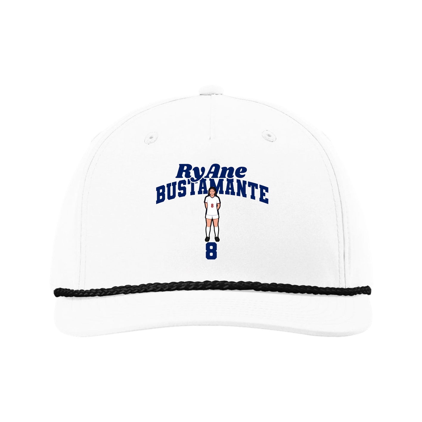 Five-Panel Classic Rope Cap — Signature Arch in White
