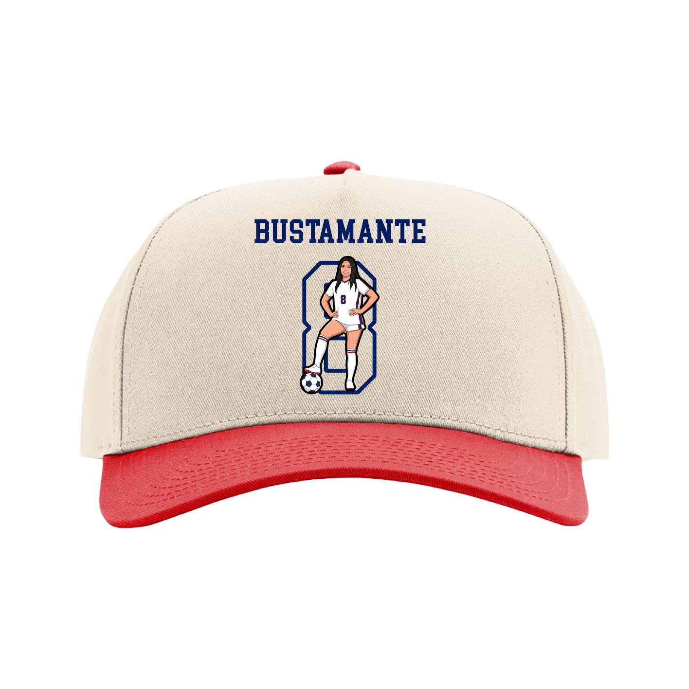 Full Fabric Five-Panel Champ Cap — Shirsey in Cream/Red