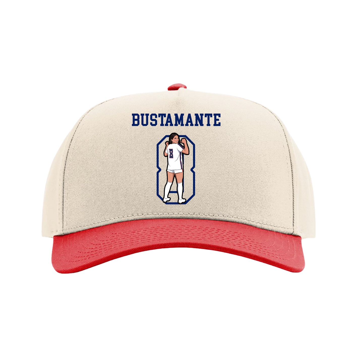 Full Fabric Five-Panel Champ Cap — Shirsey in Cream/Red