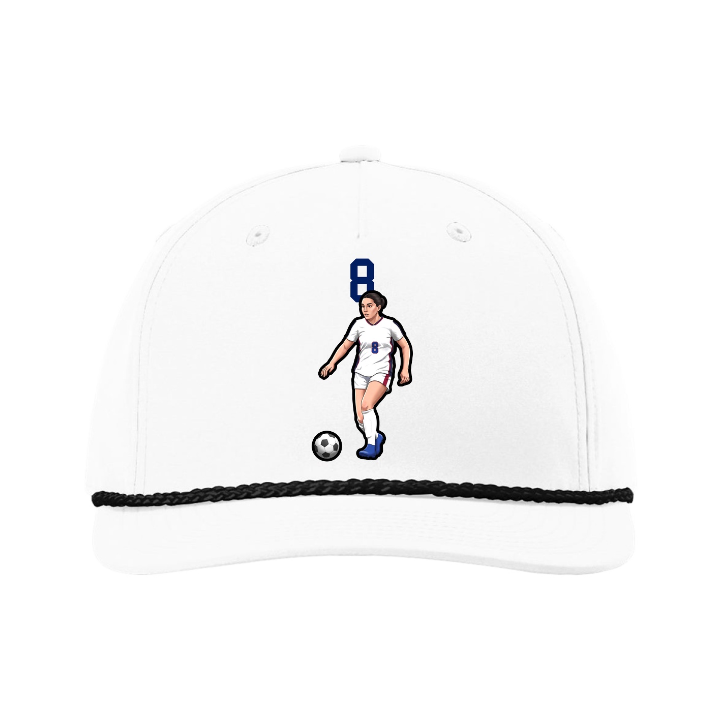 Five-Panel Classic Rope Cap — Number Top in White