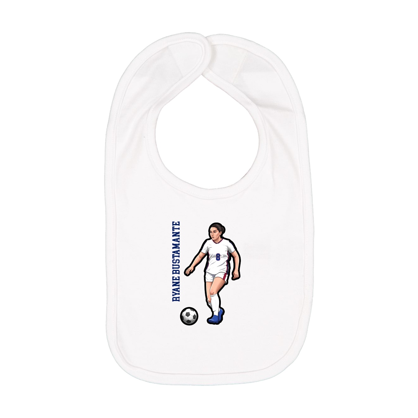 Infant Bib — Name Vertical in White