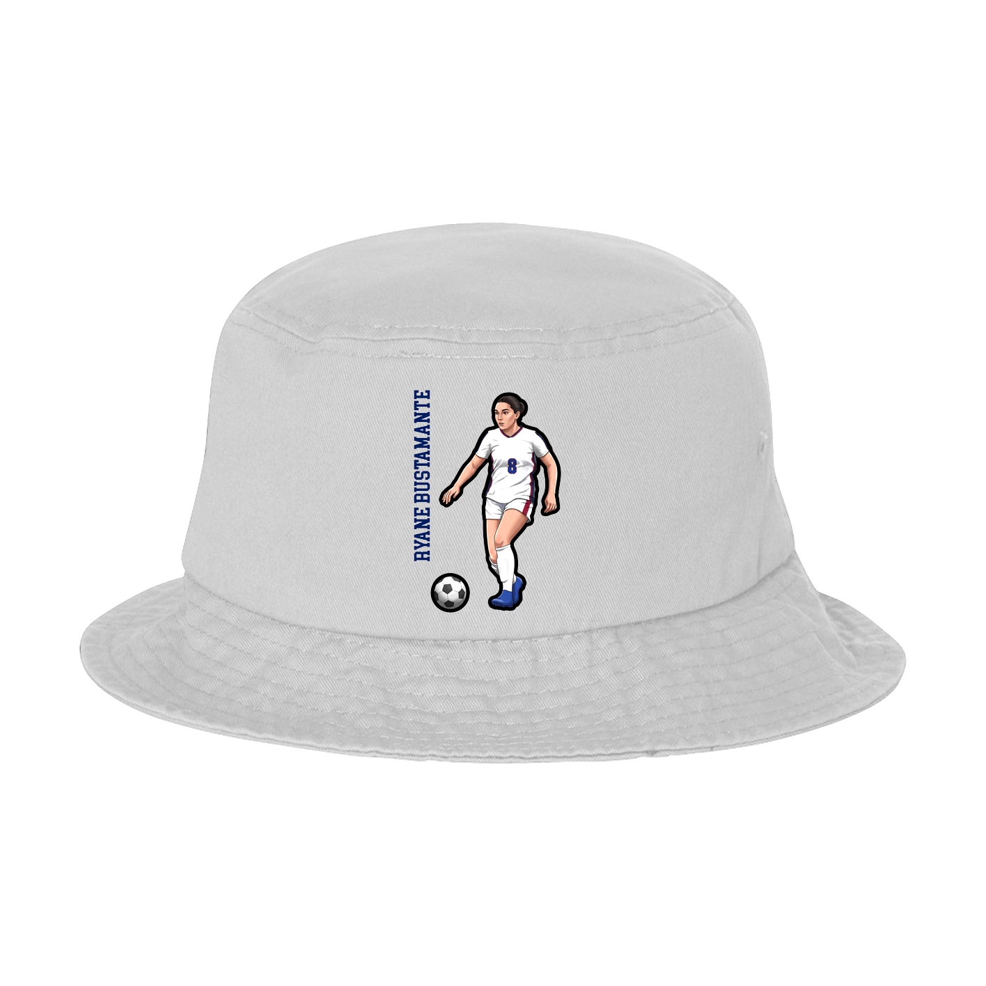 Bucket Cap — Name Vertical in White