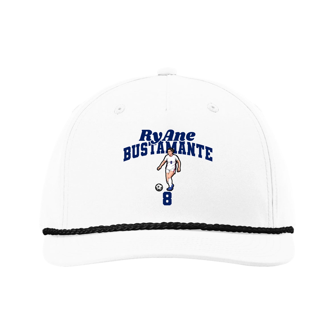 Five-Panel Classic Rope Cap — Signature Arch in White