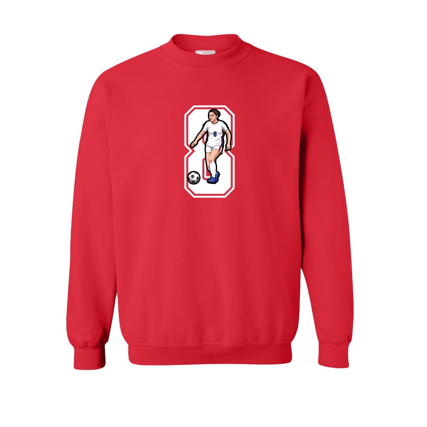 Fleece Crew — Number in Red
