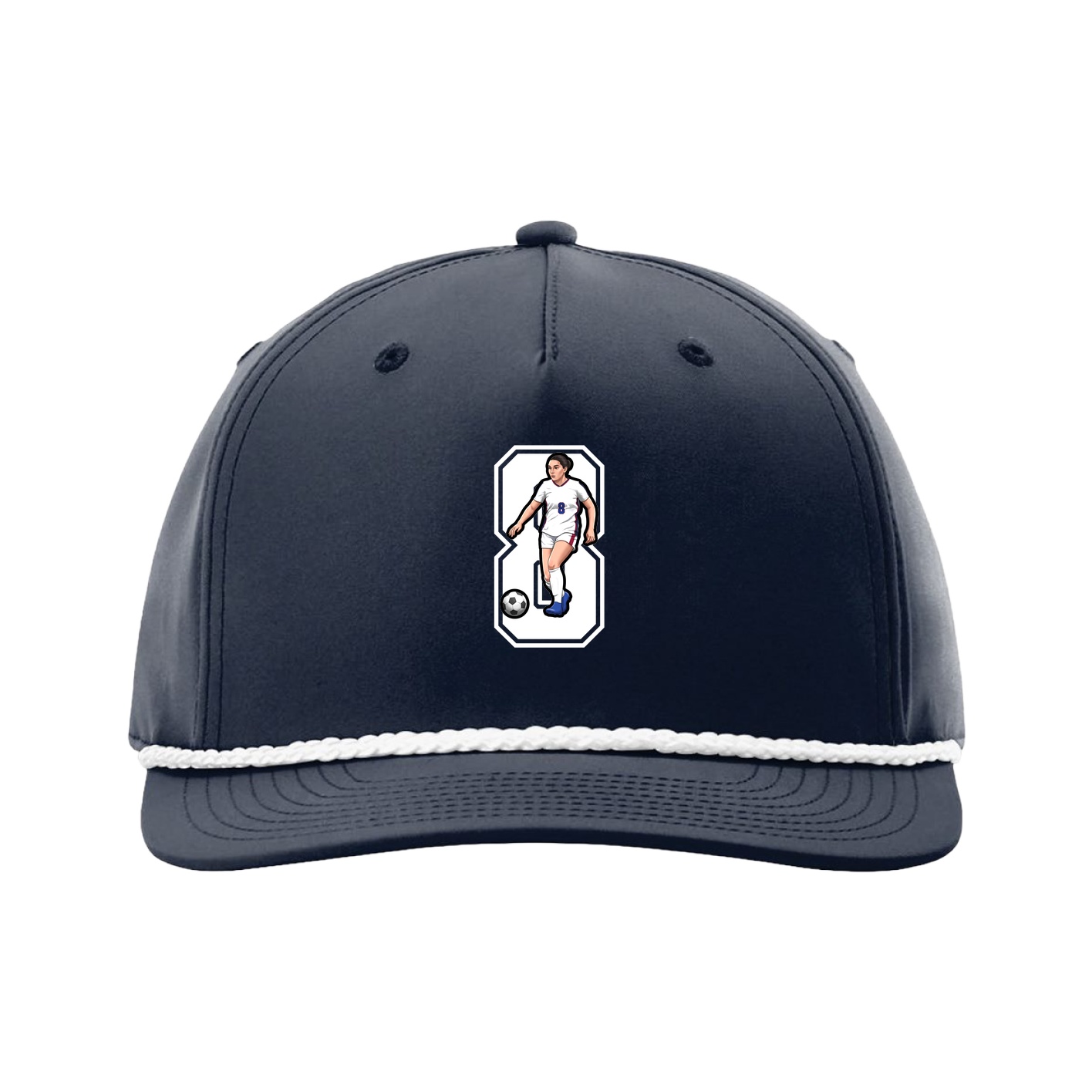 Five-Panel Classic Rope Cap — Number in Navy