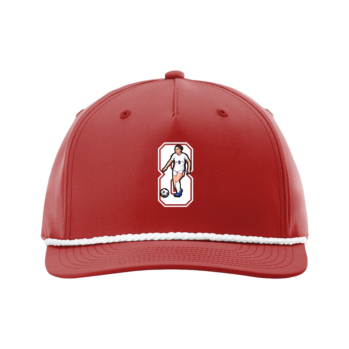 Five-Panel Classic Rope Cap — Number in Red