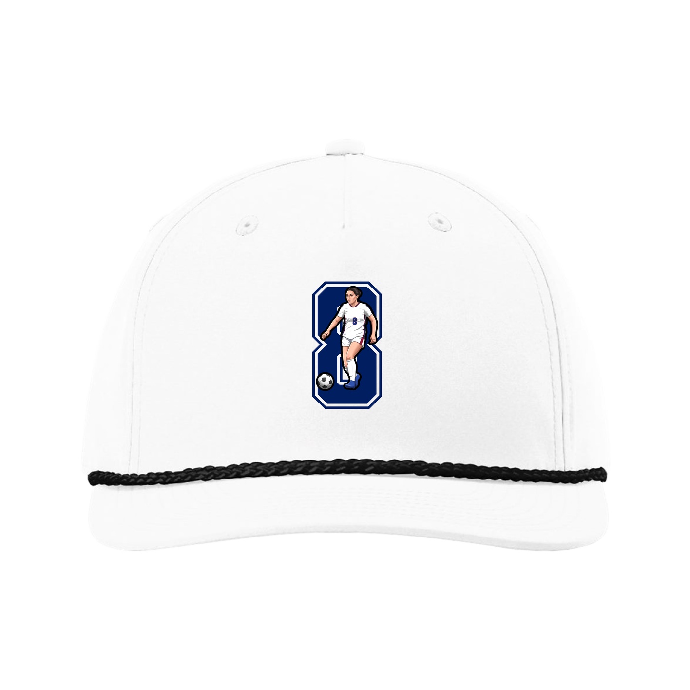 Five-Panel Classic Rope Cap — Number in White