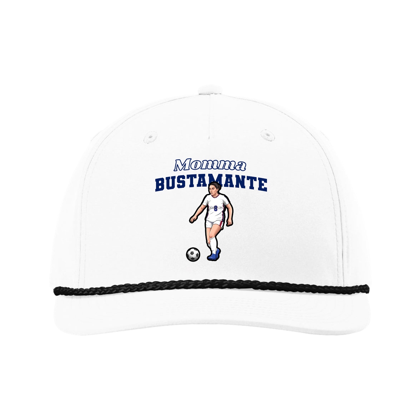 Five-Panel Classic Rope Cap — Mothers Day Block in White