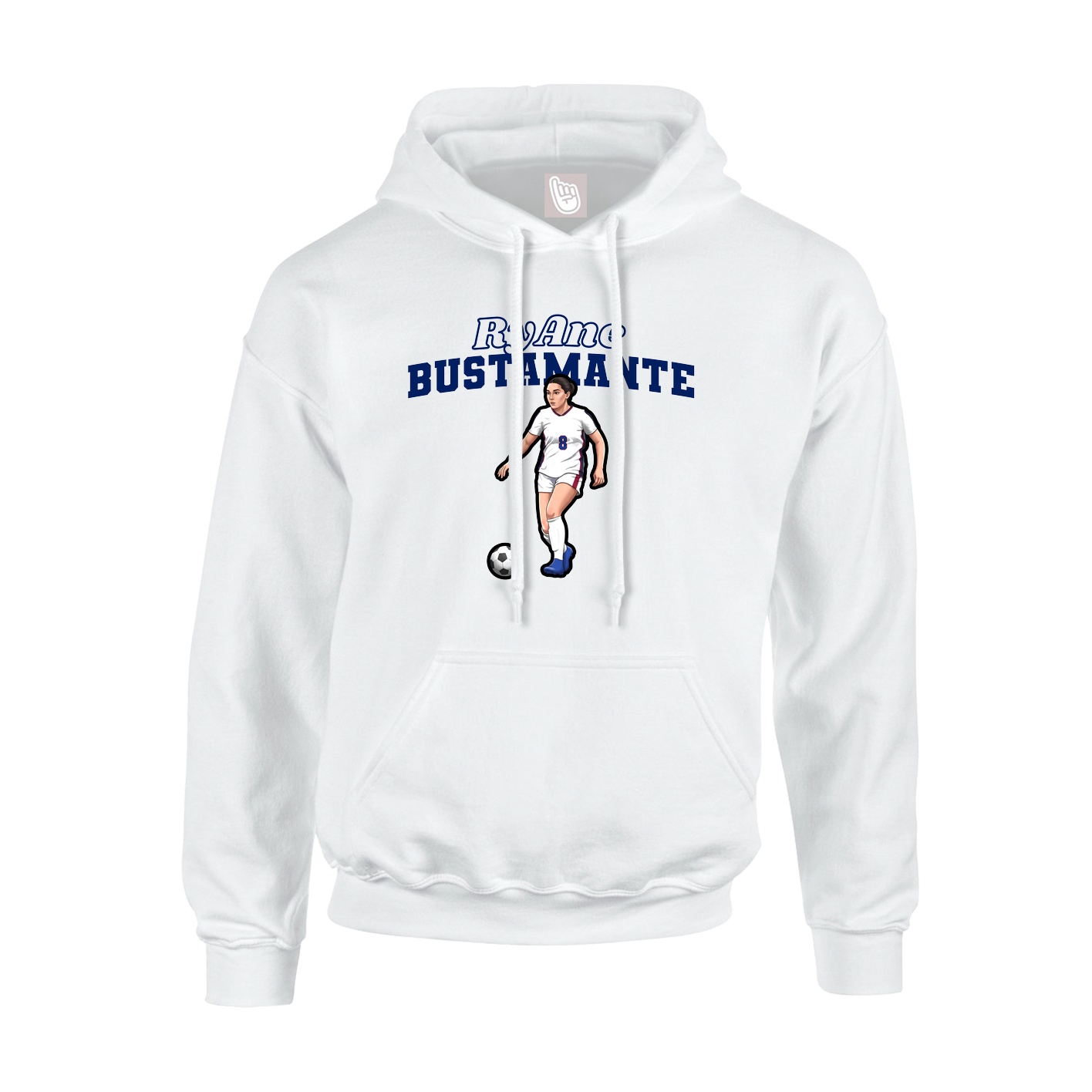 Youth Hoodie — Name Arch in White