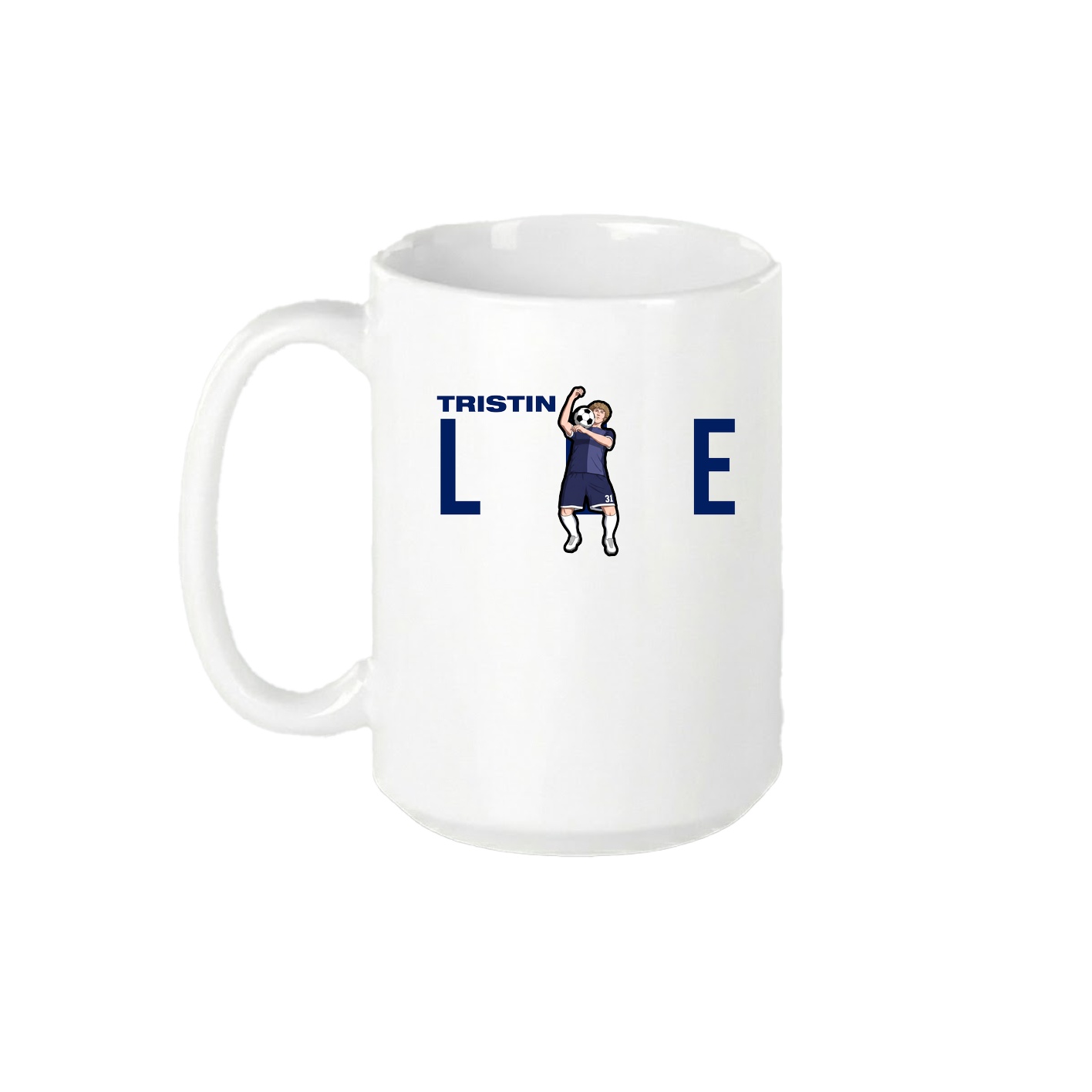 15oz Coffee Mug — Player Name in White