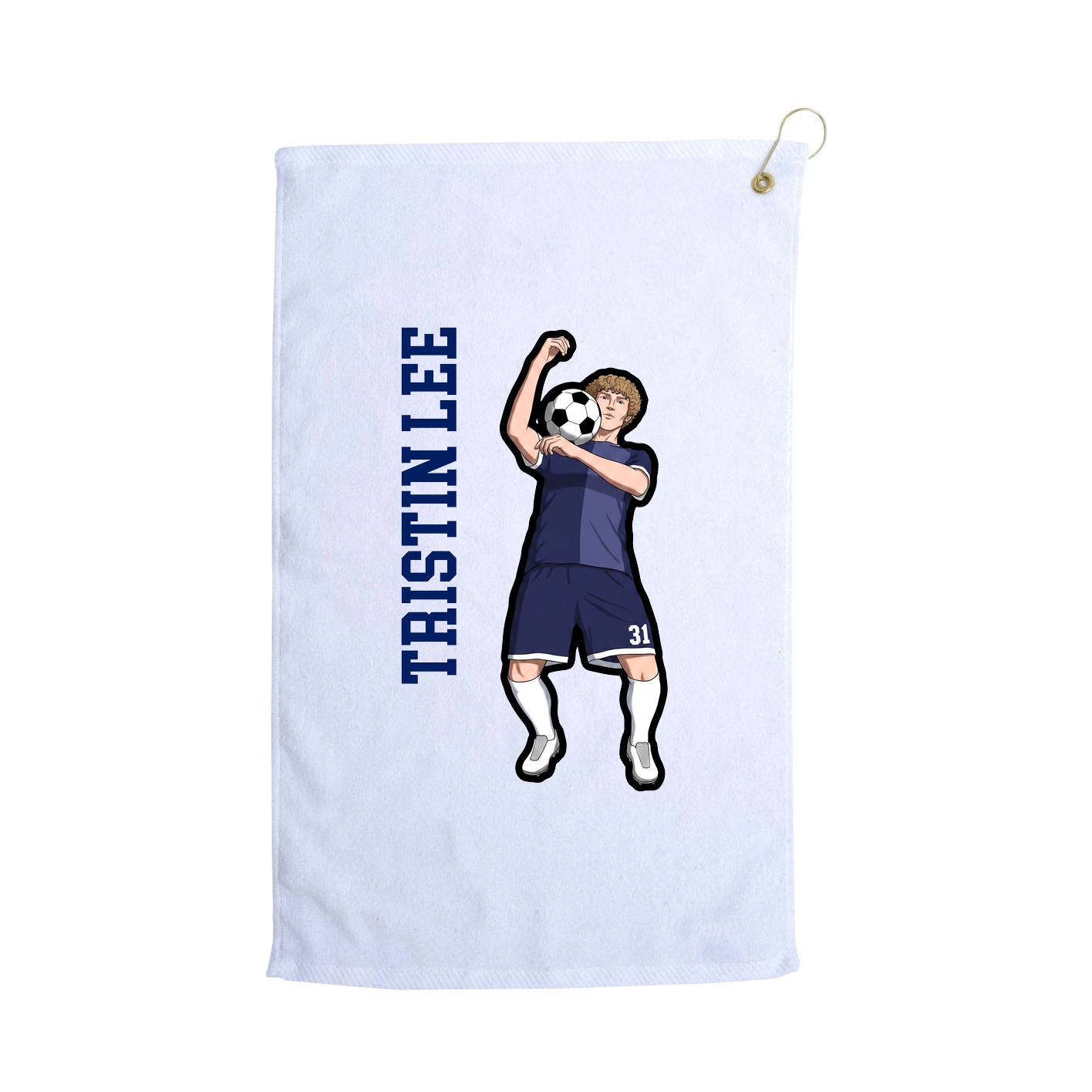 Golf Towel — Name Vertical in White