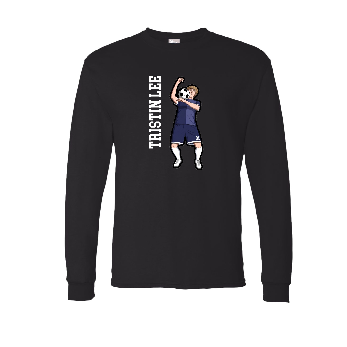 Long Sleeve Tee — Name Vertical in Black