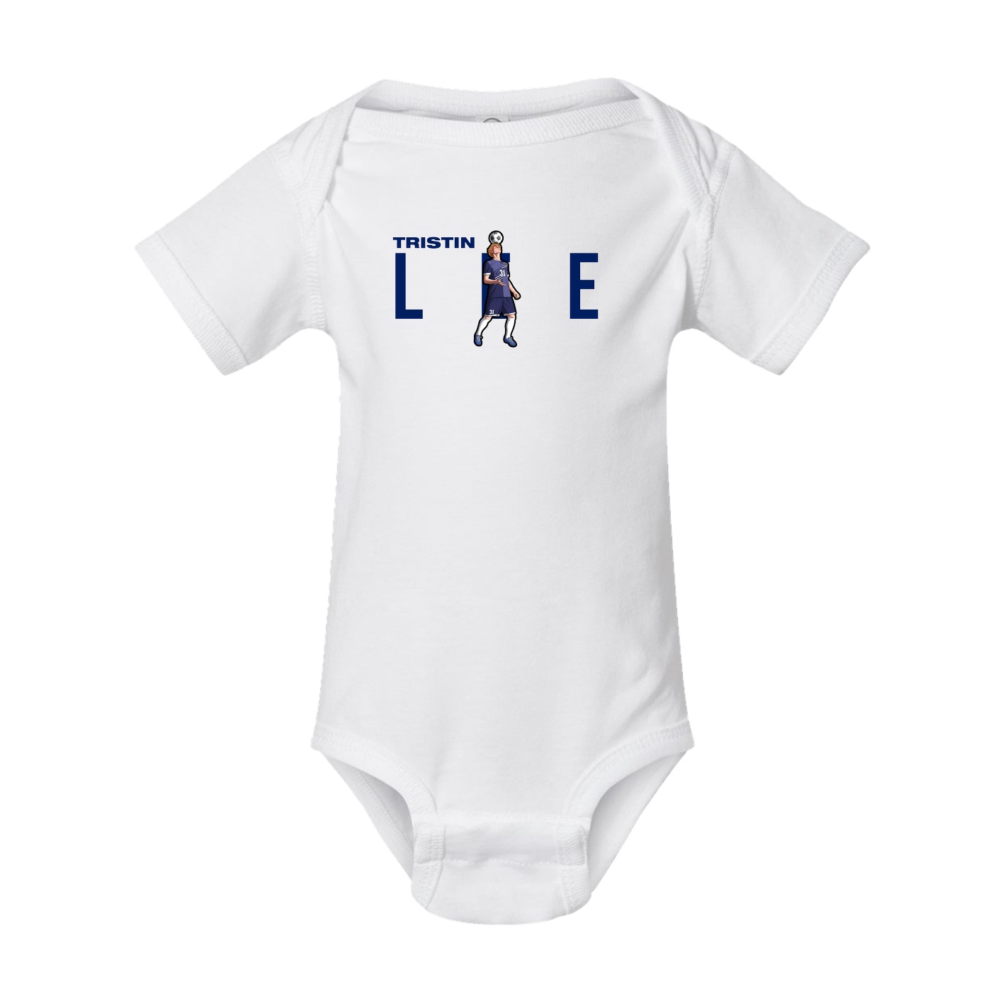 Baby Onesie — Player Name in White