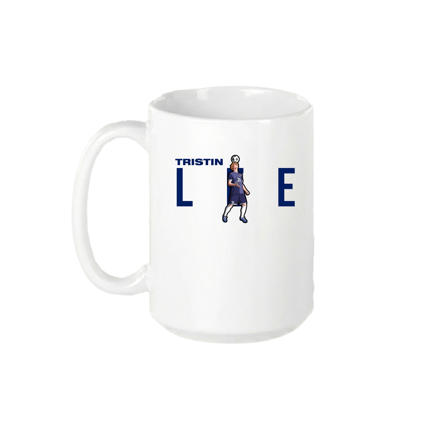 15oz Coffee Mug — Player Name in White