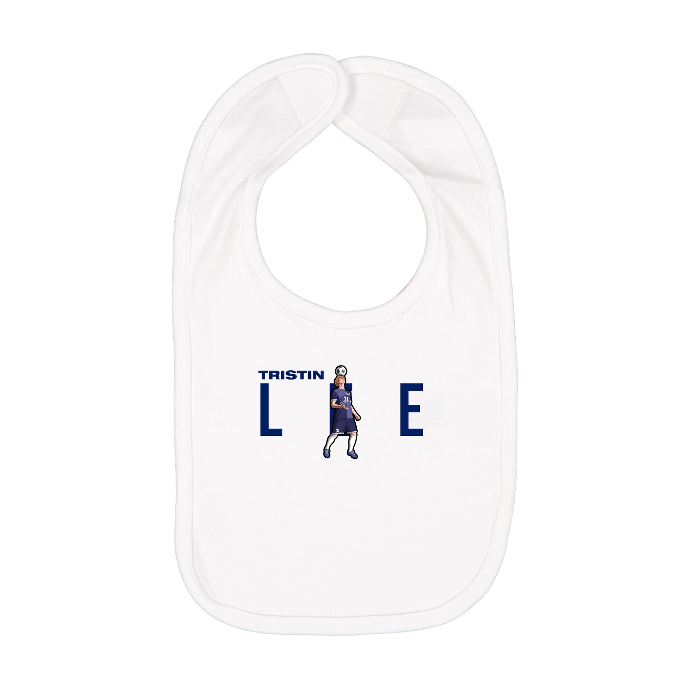 Infant Bib — Player Name in White