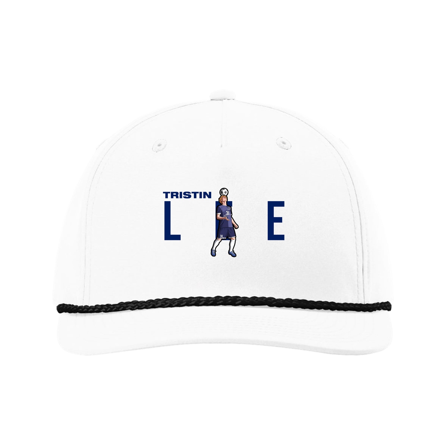 Five-Panel Classic Rope Cap — Player Name in White