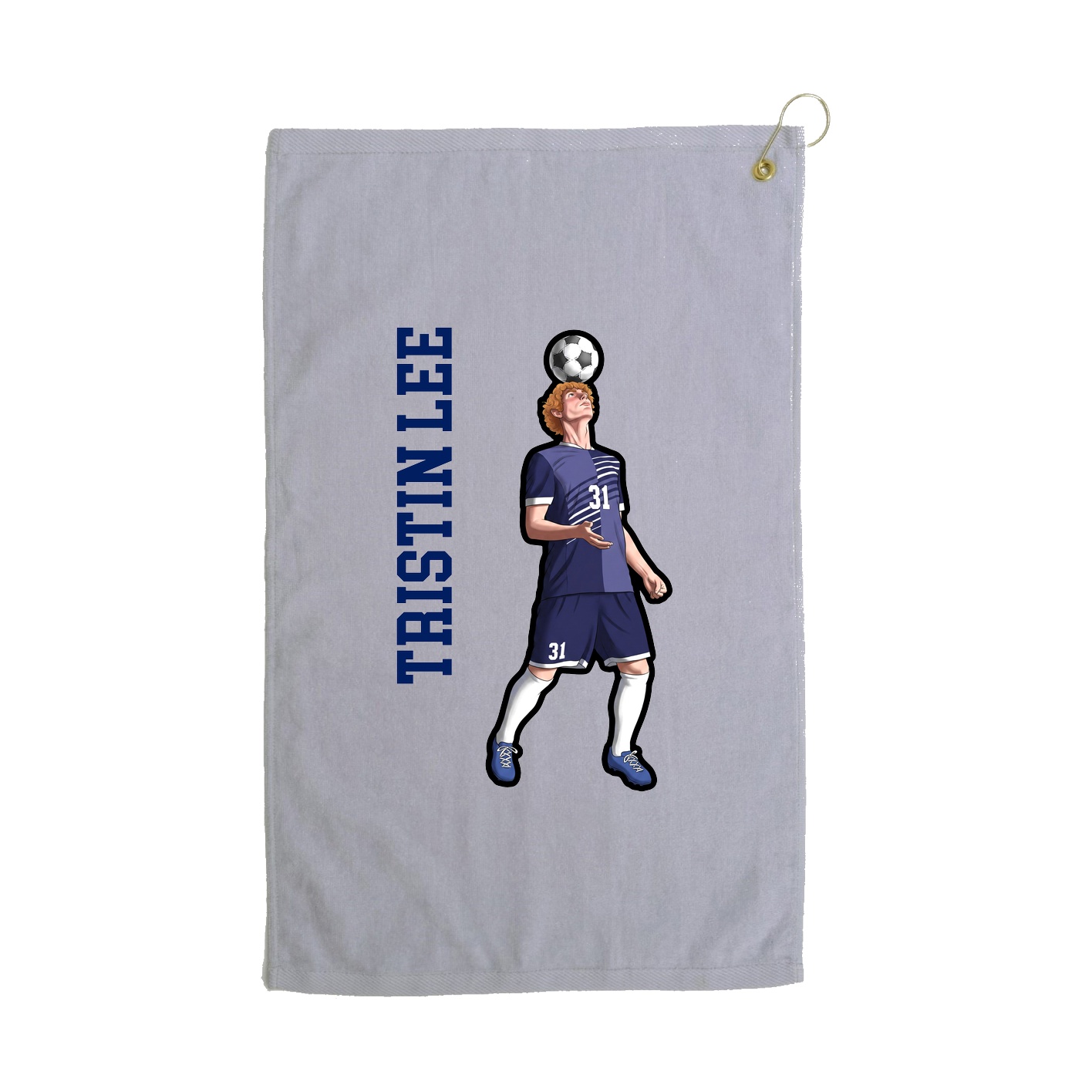 Golf Towel — Name Vertical in Grey