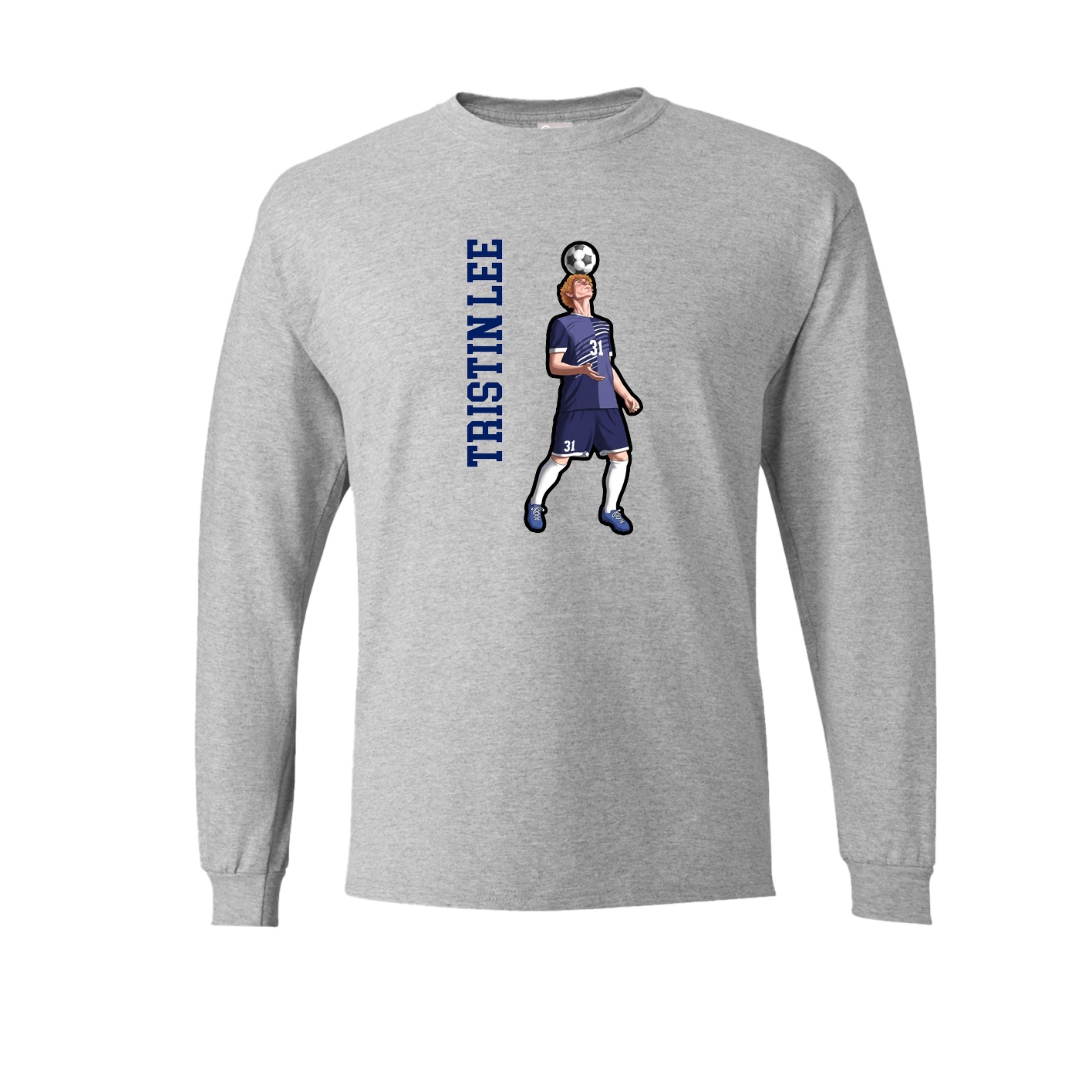 Long Sleeve Tee — Name Vertical in Grey