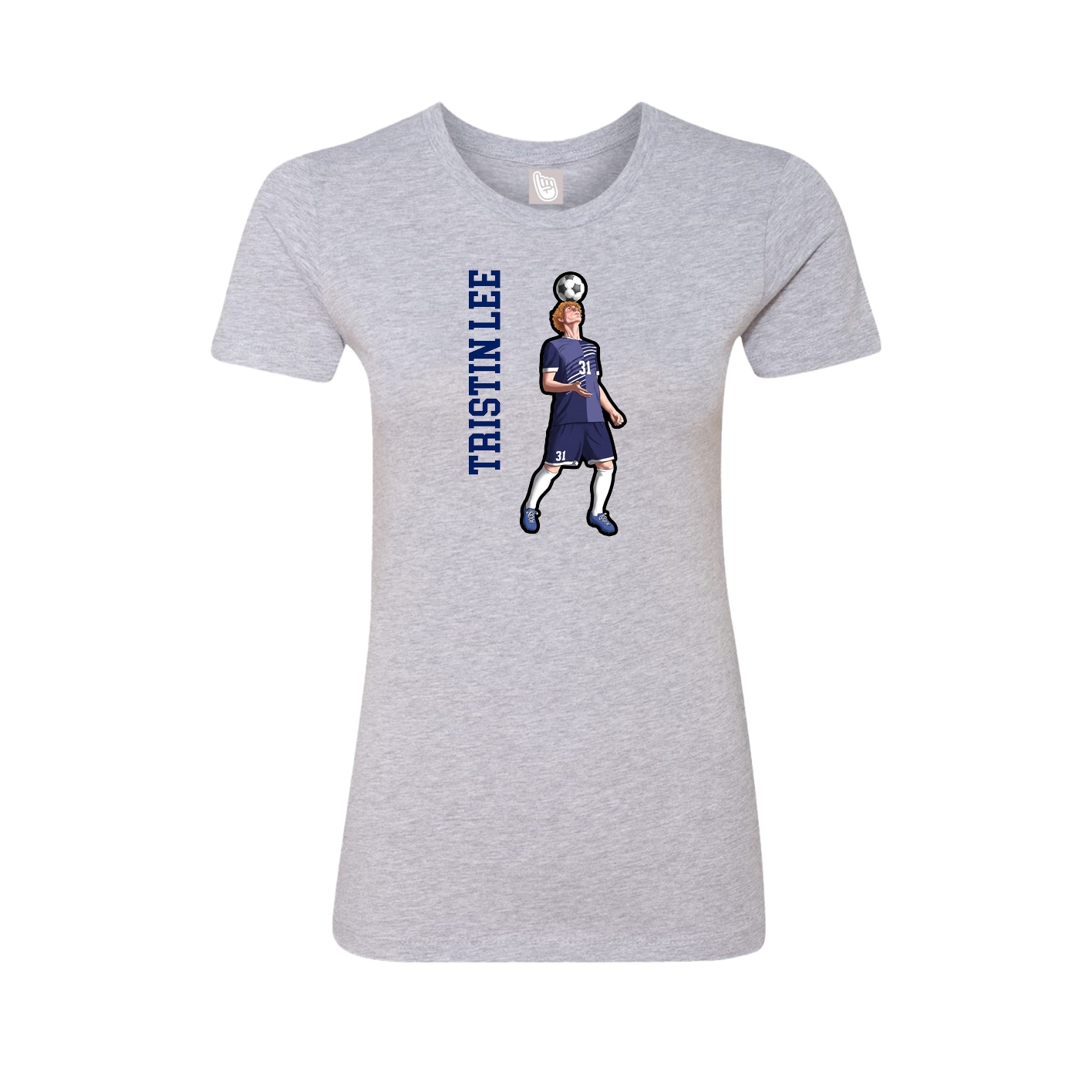 Fitted Women's Tee — Name Vertical in Grey