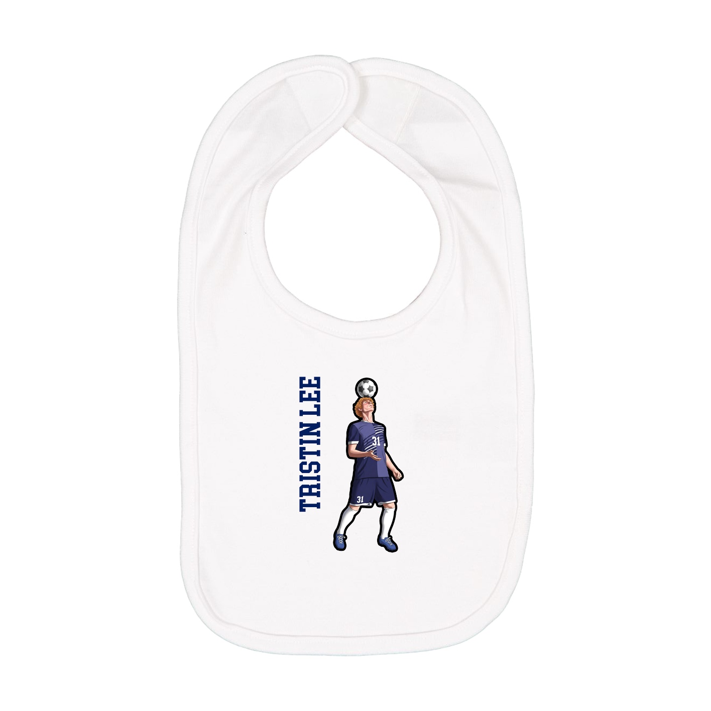 Infant Bib — Name Vertical in White