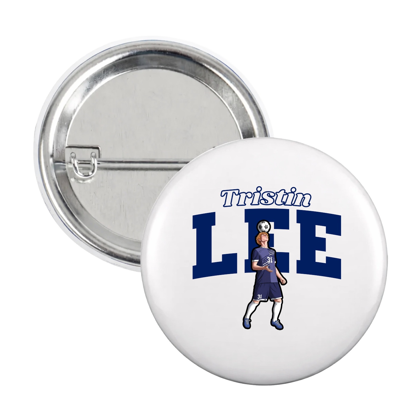Game Day Button — Name Arch in White