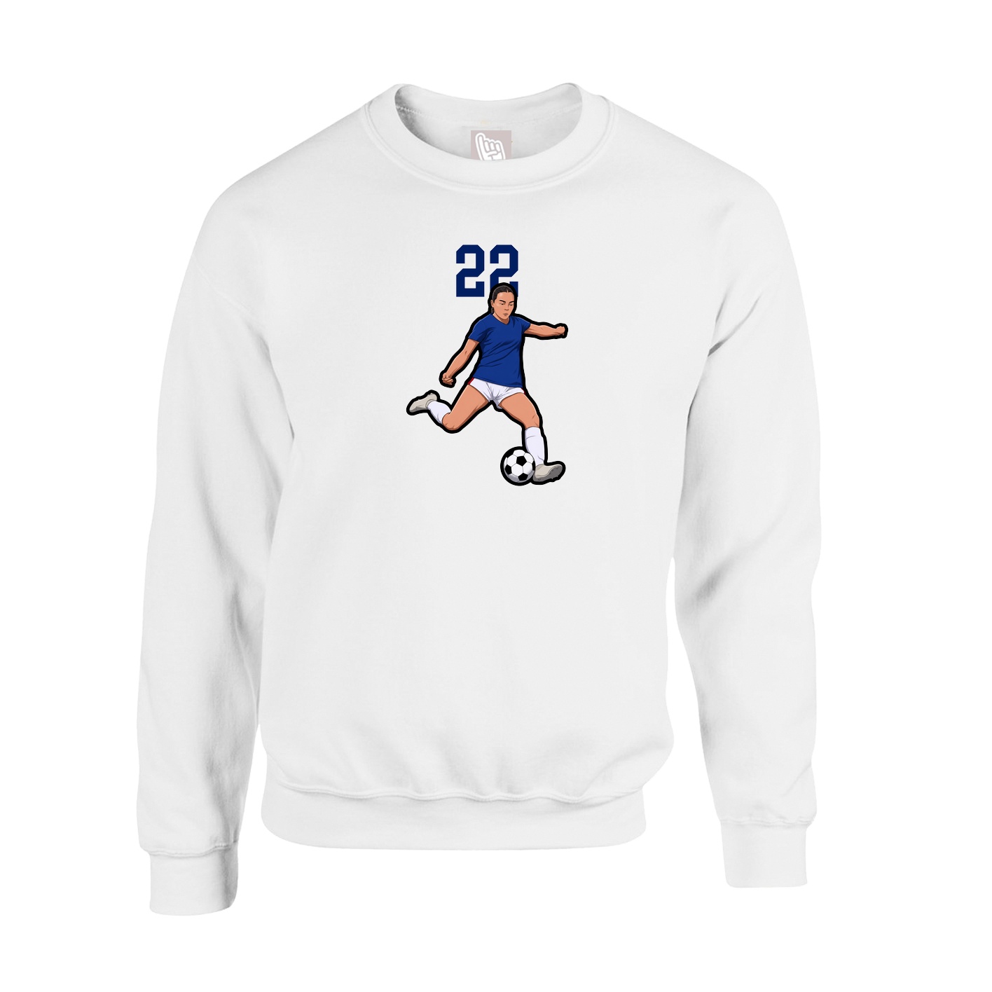 Fleece Crew — Number Top in White
