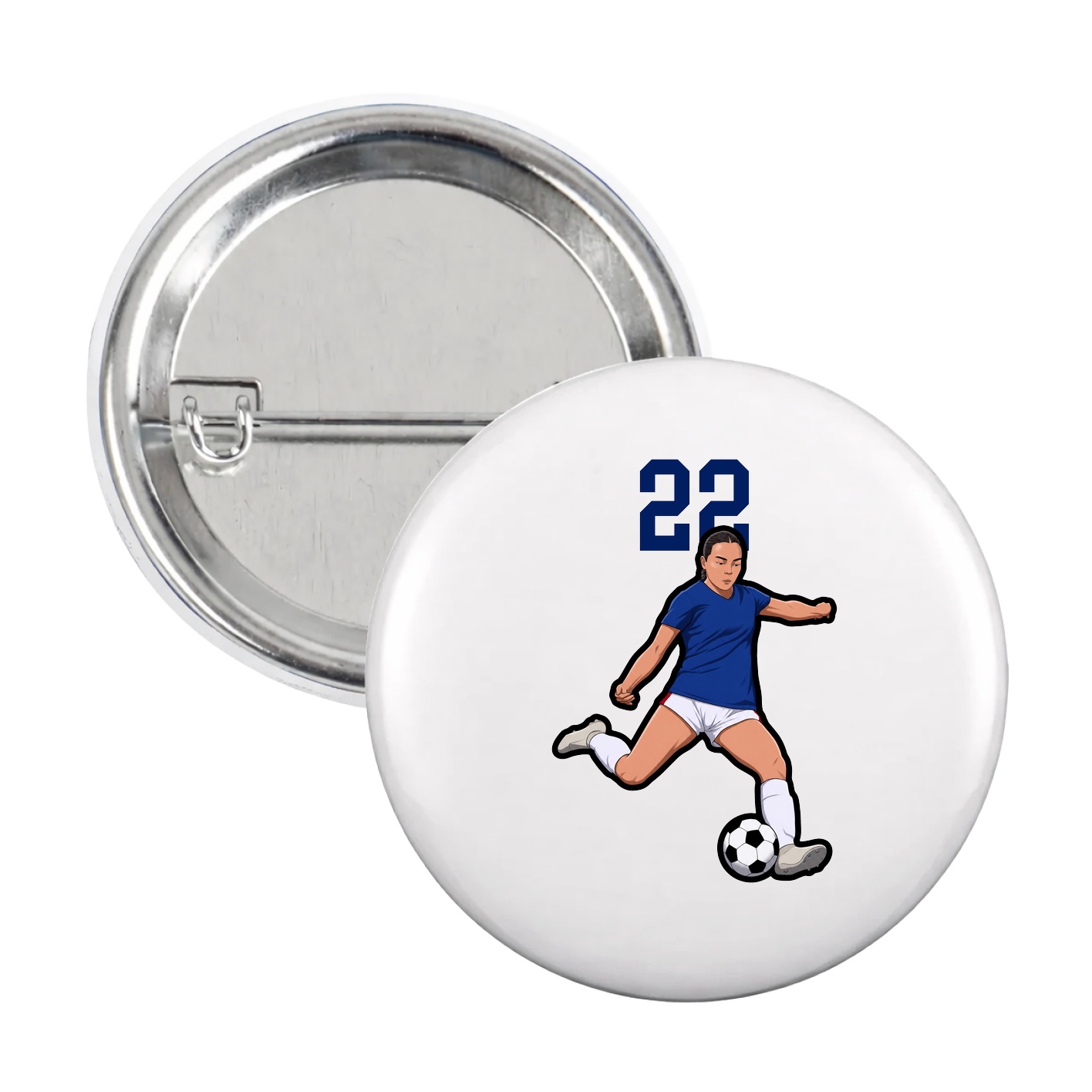 Game Day Button — Number Top in White
