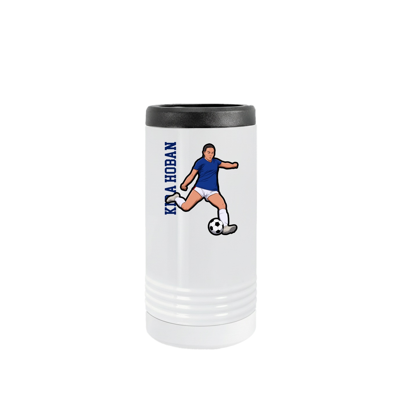 Slim Beverage Holder — Name Vertical in White