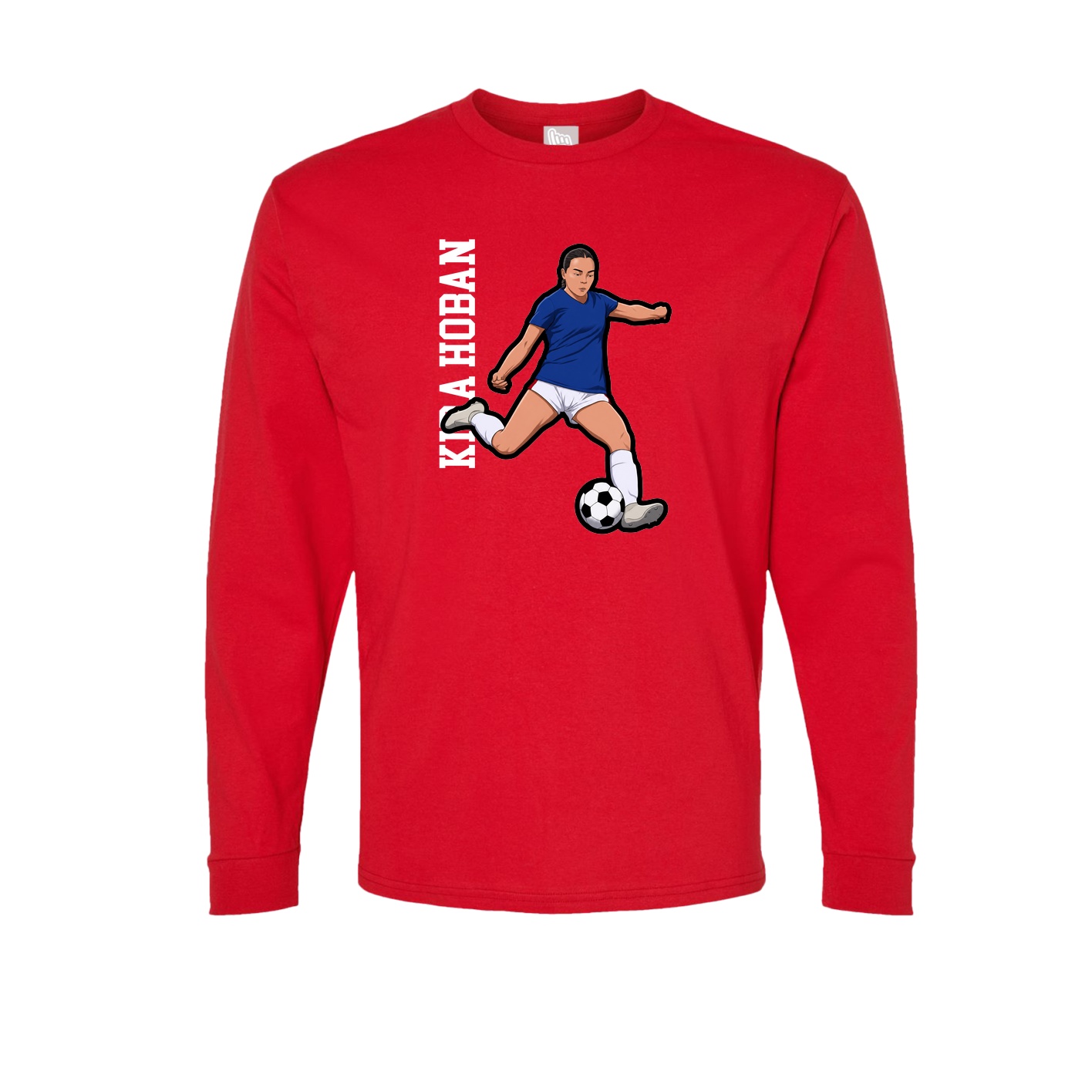 Long Sleeve Tee — Name Vertical in Red