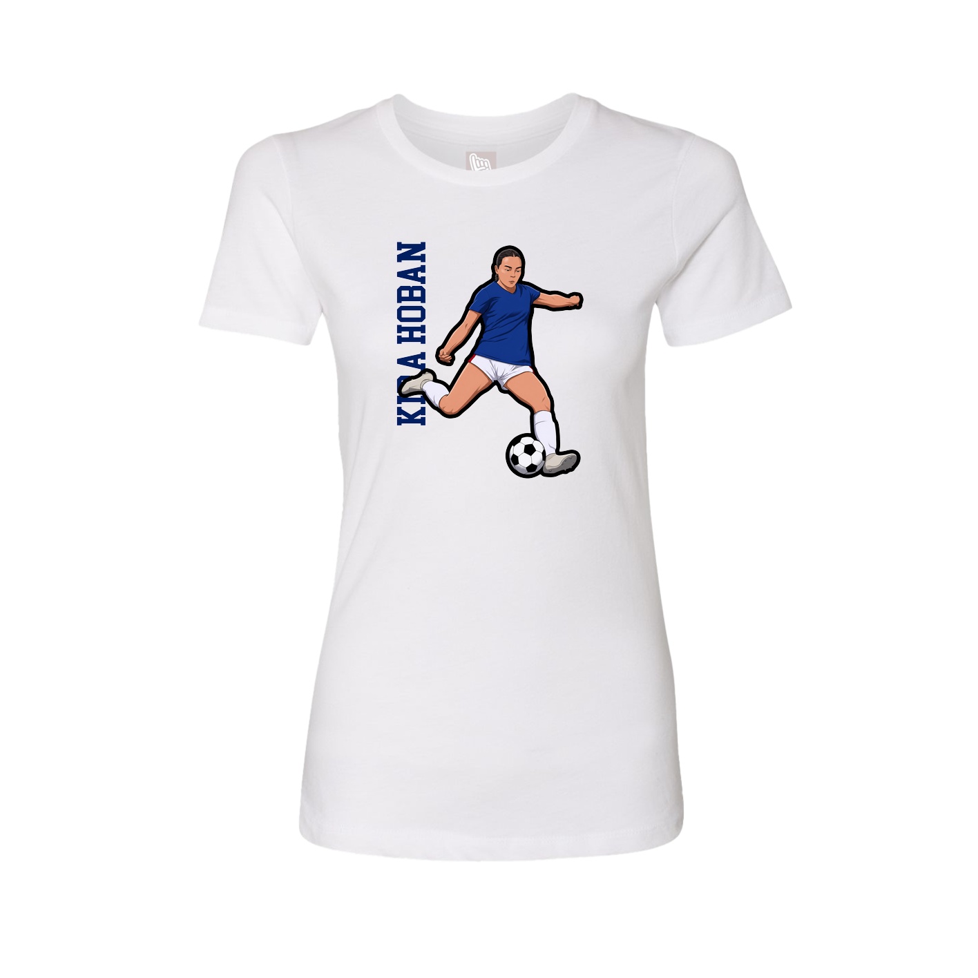 Fitted Women's Tee — Name Vertical in White