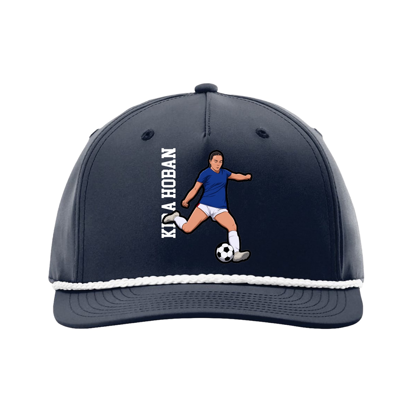 Five-Panel Classic Rope Cap — Name Vertical in Navy
