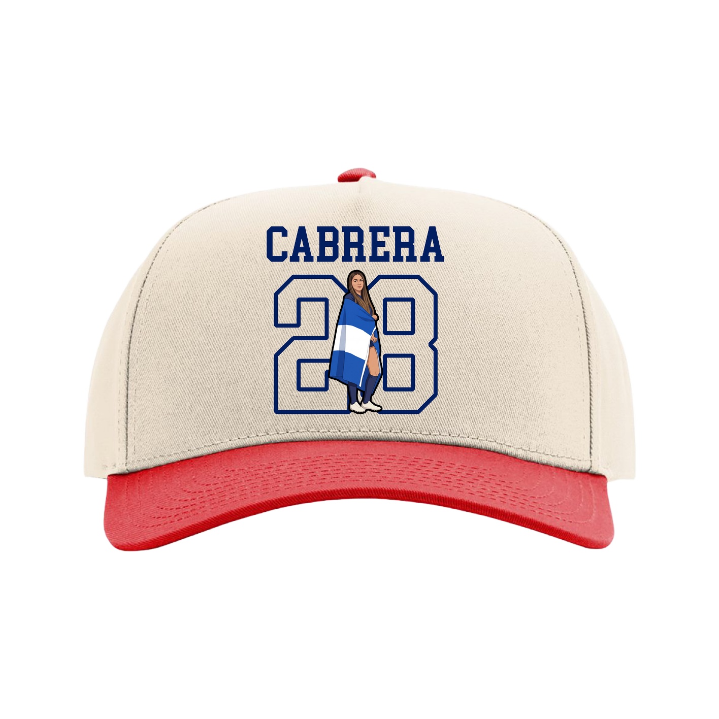 Full Fabric Five-Panel Champ Cap — Shirsey in Cream/Red