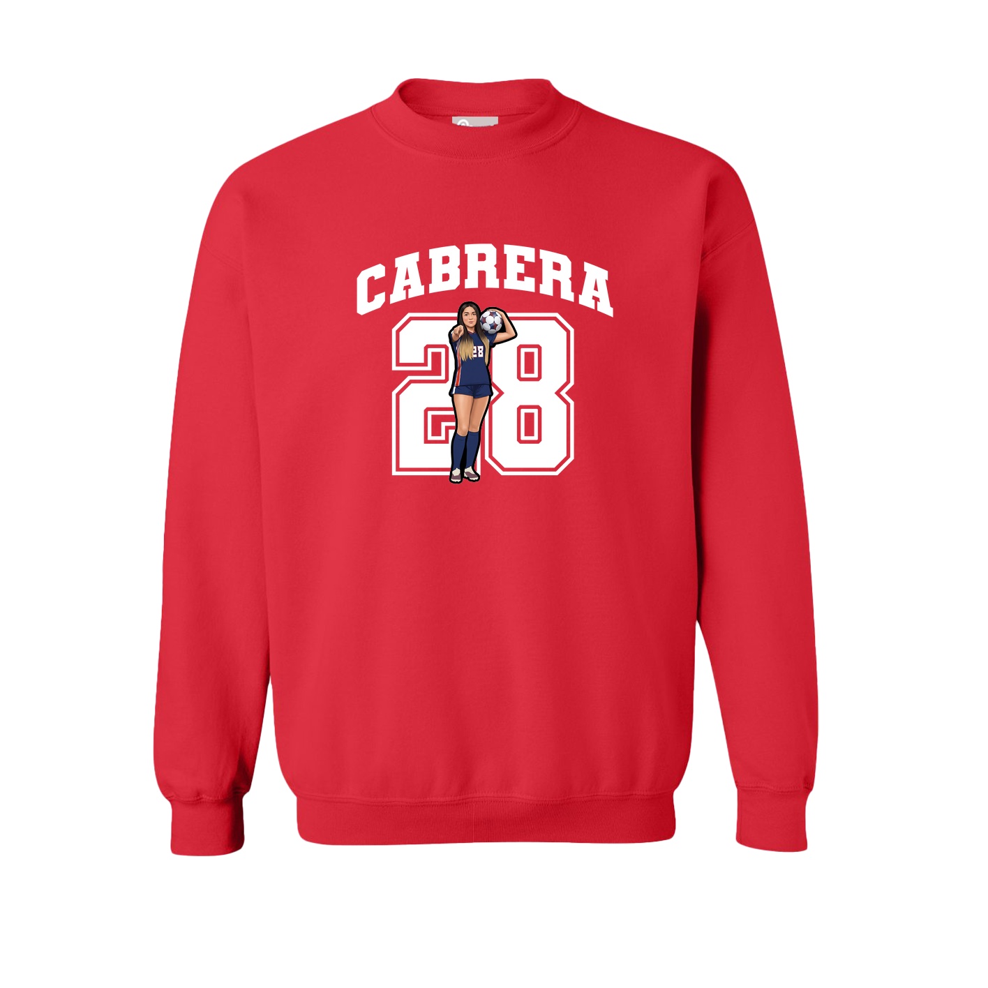 Fleece Crew — Number in Red