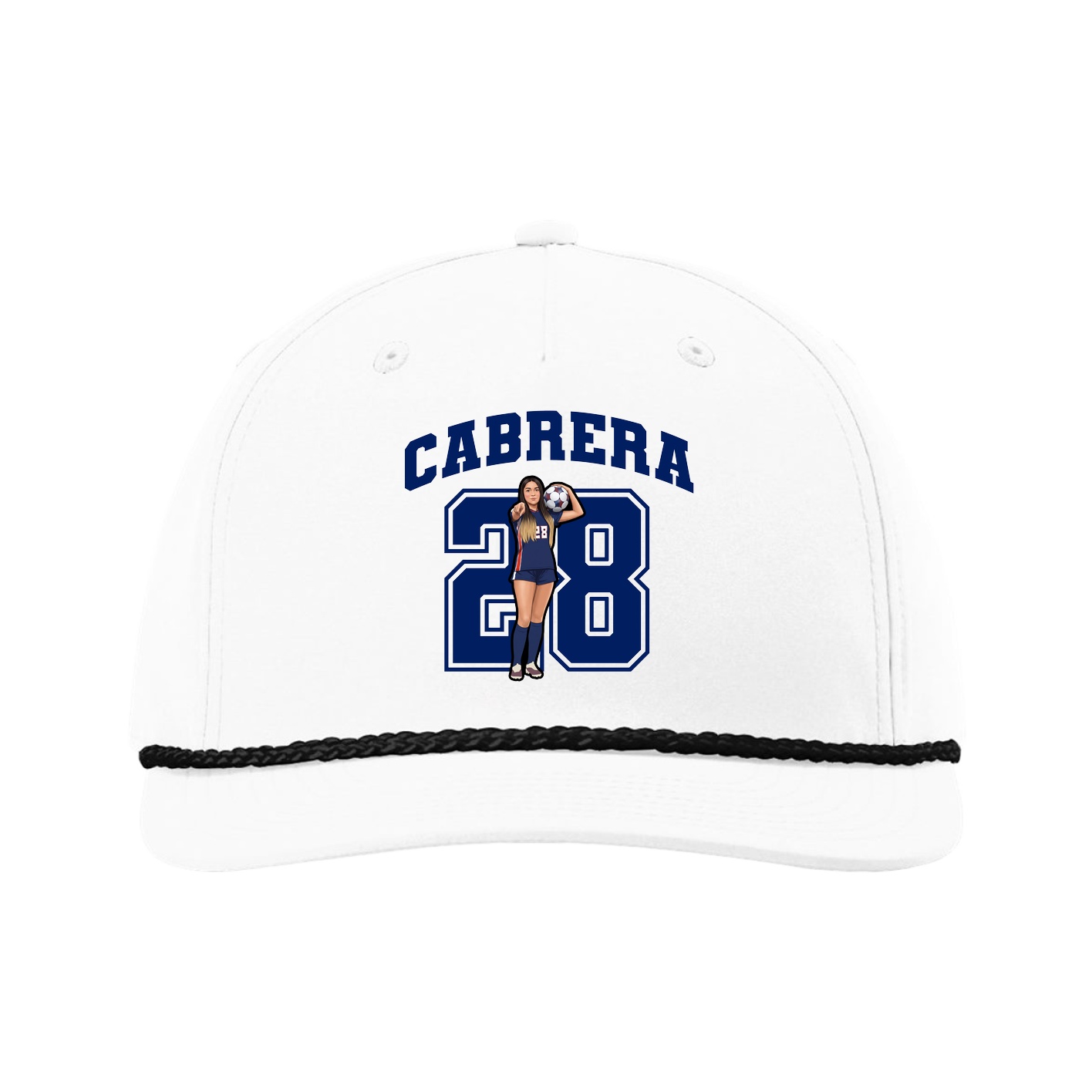 Five-Panel Classic Rope Cap — Number in White