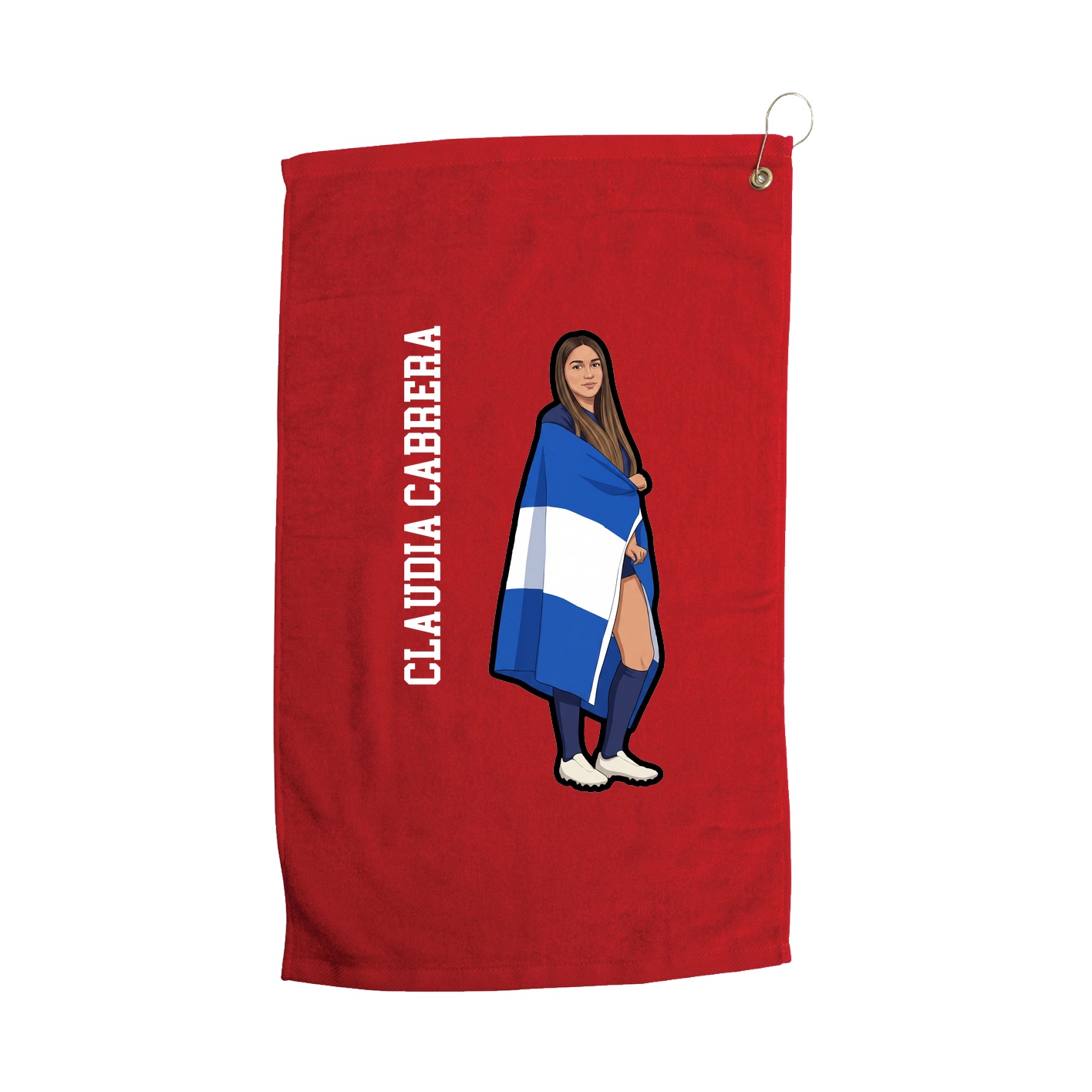 Golf Towel — Name Vertical in Red