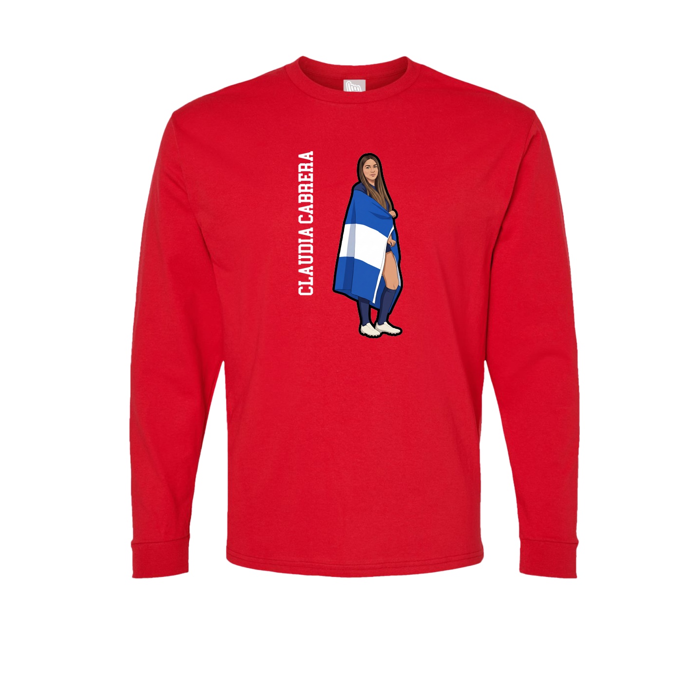Long Sleeve Tee — Name Vertical in Red