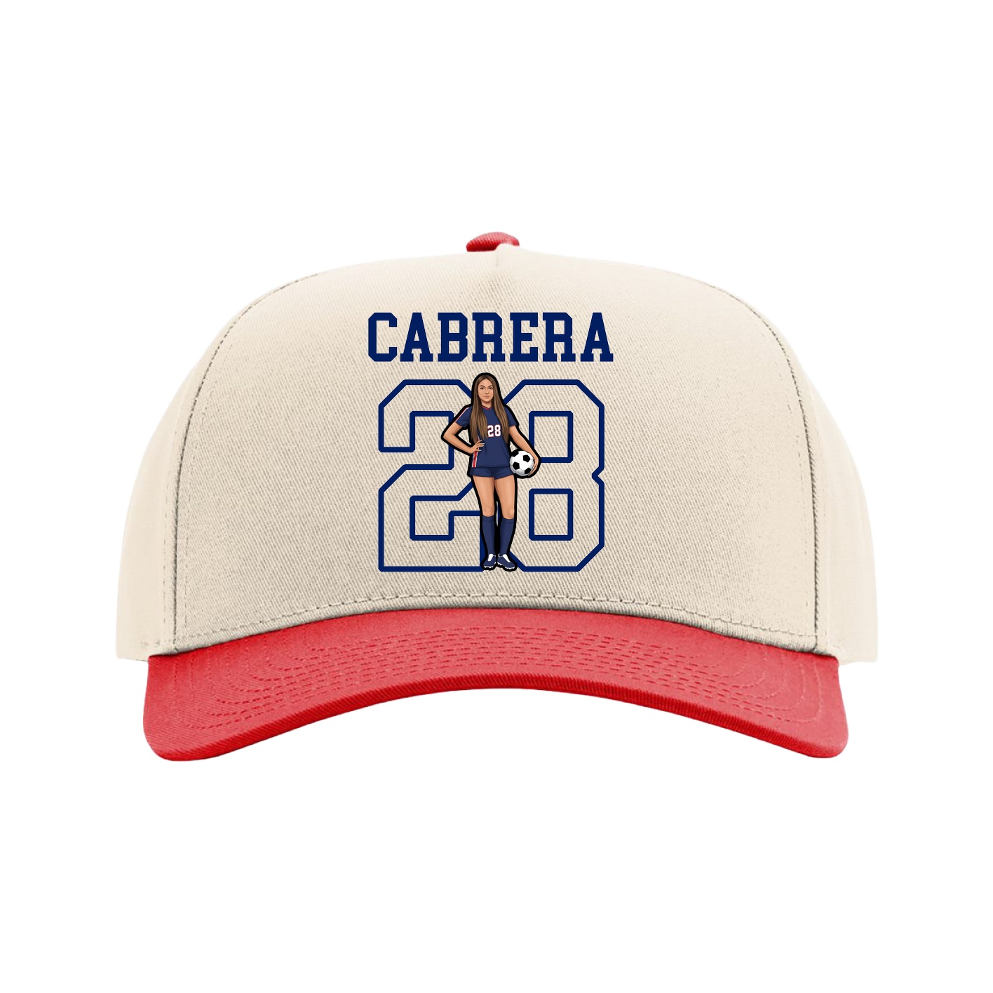 Full Fabric Five-Panel Champ Cap — Shirsey in Cream/Red