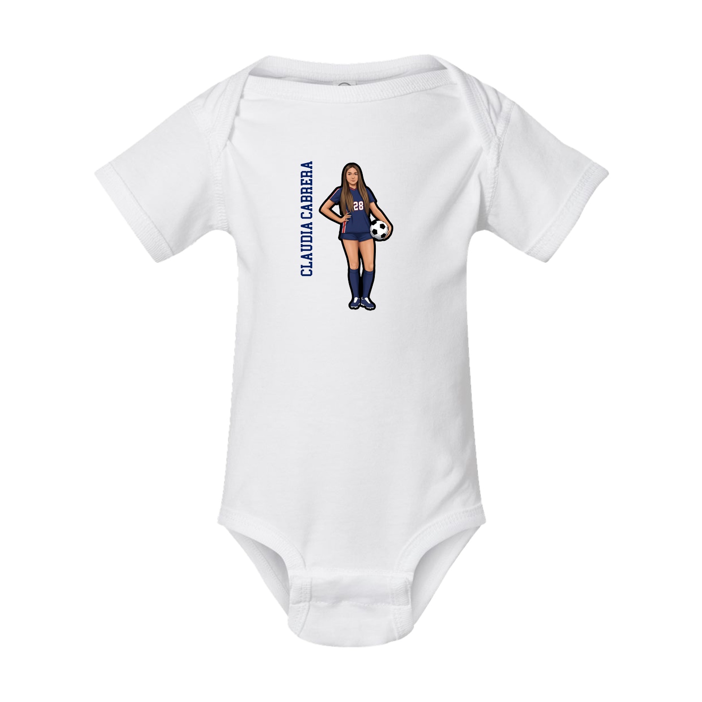 Baby Onesie — Name Vertical in White