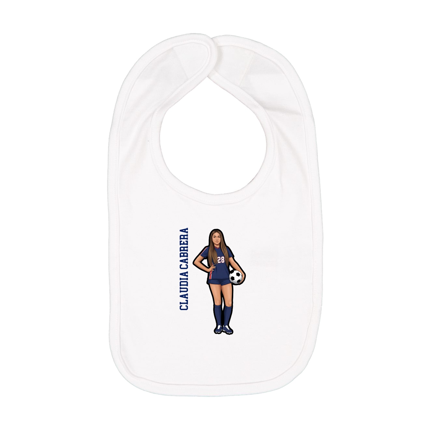Infant Bib — Name Vertical in White