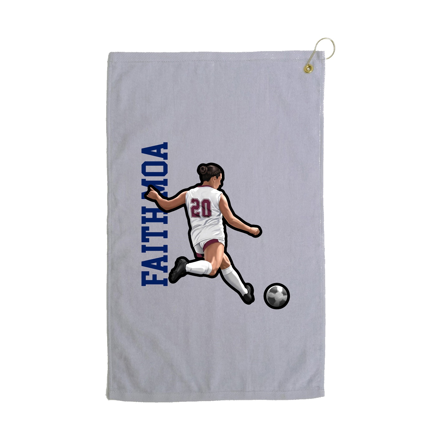 Golf Towel — Name Vertical in Grey