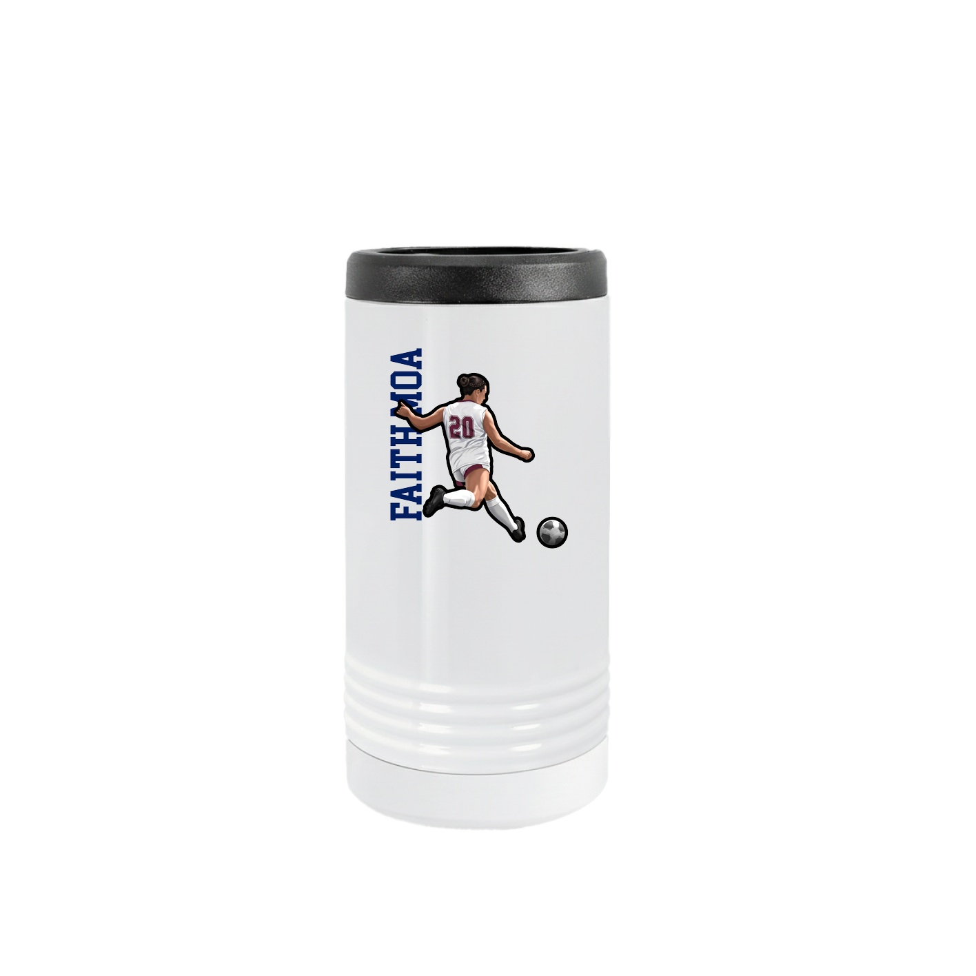 Slim Beverage Holder — Name Vertical in White