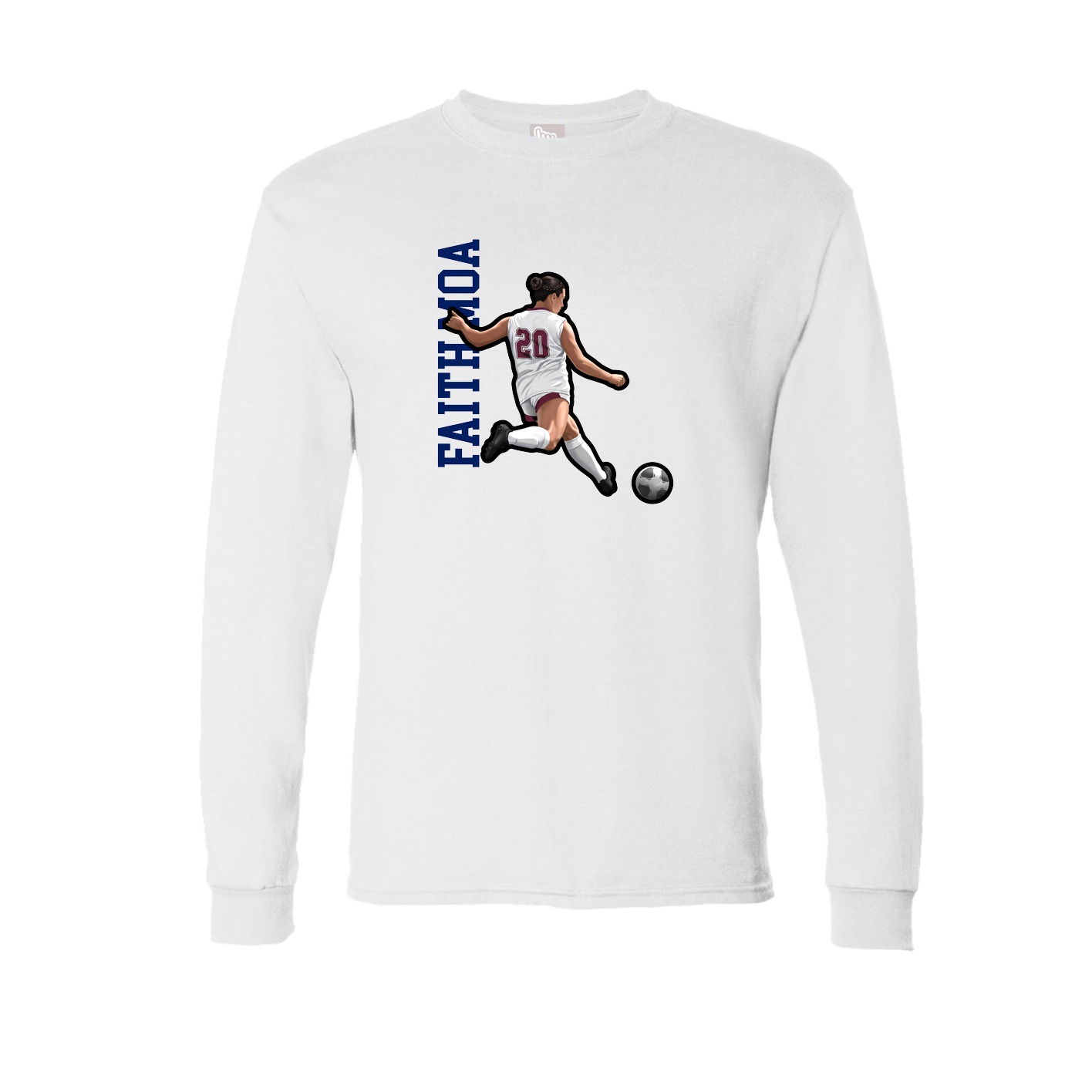 Long Sleeve Tee — Name Vertical in White