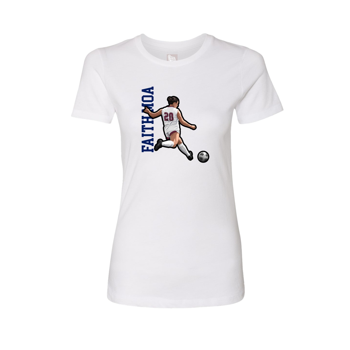 Fitted Women's Tee — Name Vertical in White