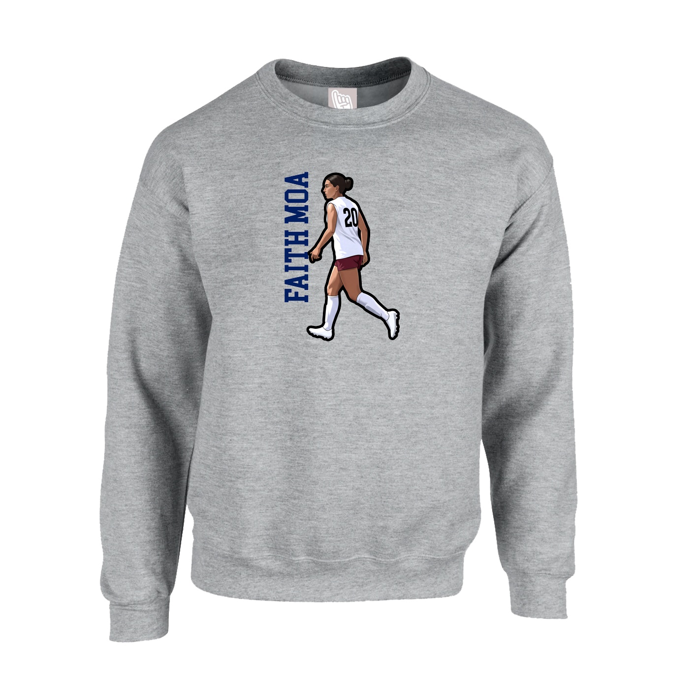Fleece Crew — Name Vertical in Grey