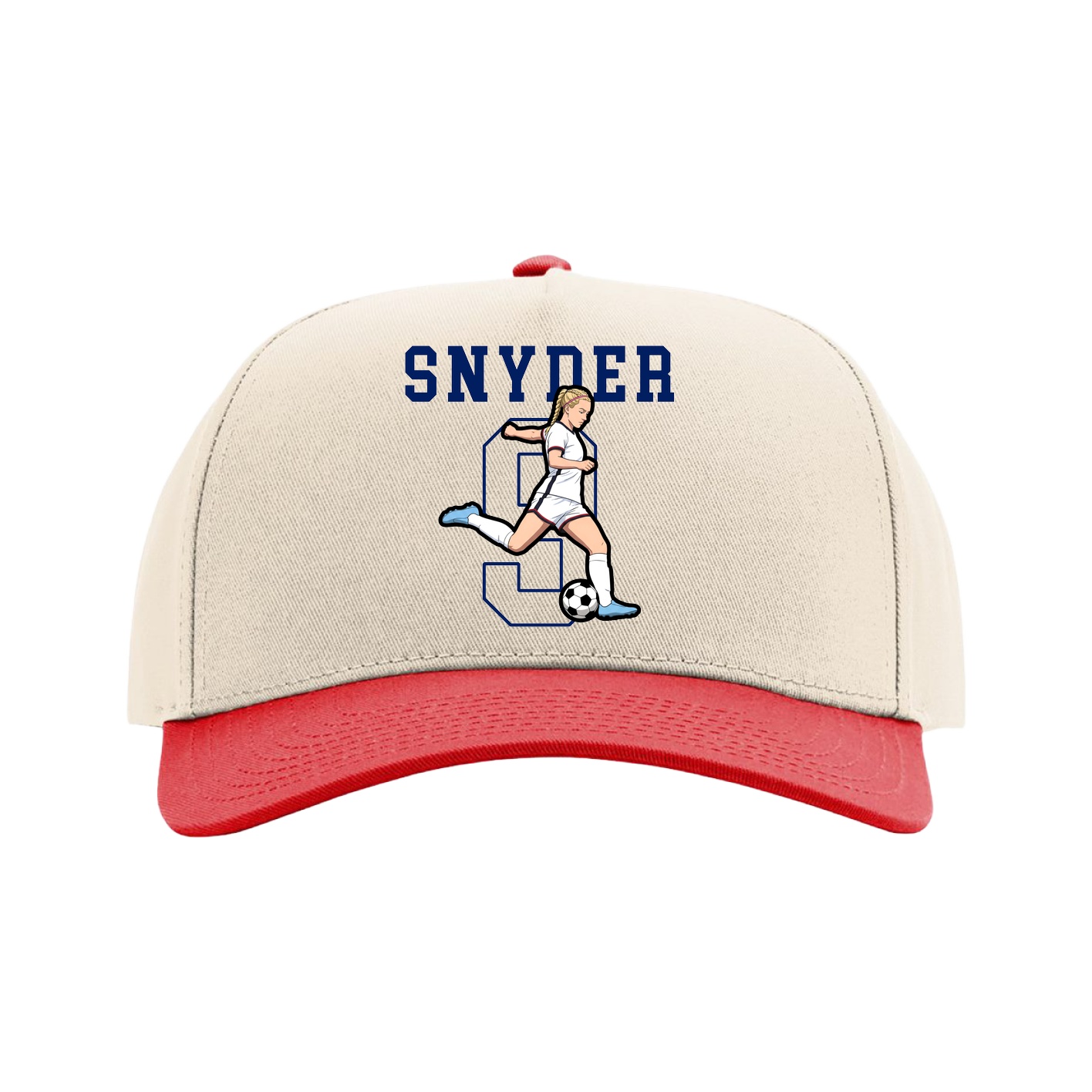 Full Fabric Five-Panel Champ Cap — Shirsey in Cream/Red
