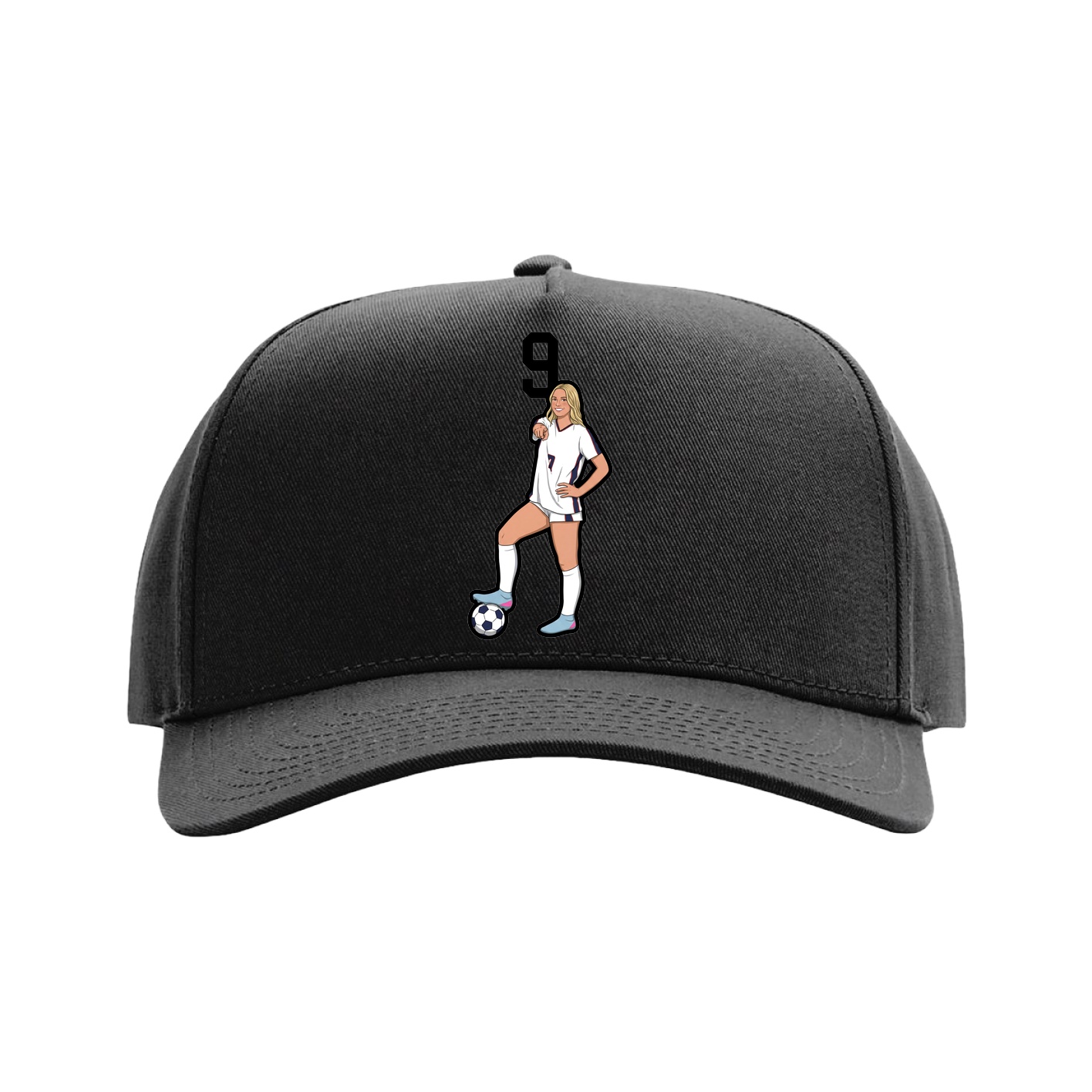 Full Fabric Five-Panel Champ Cap — Number Top in Black