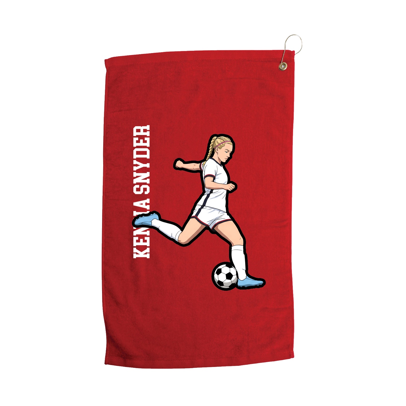 Golf Towel — Name Vertical in Red