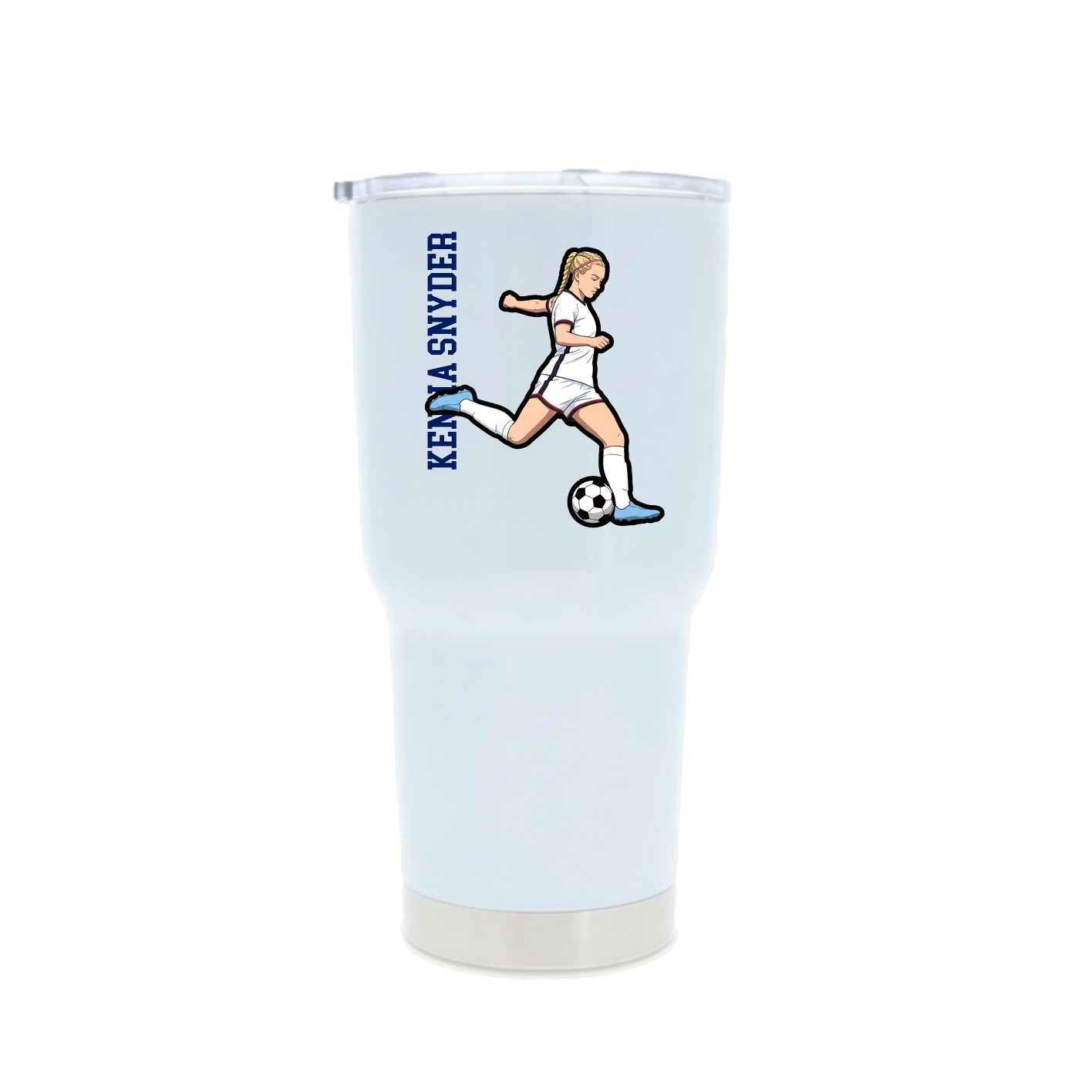 30oz Stainless Steel Tumbler — Name Vertical in White