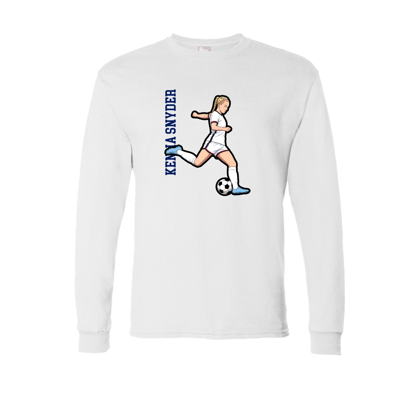 Long Sleeve Tee — Name Vertical in White