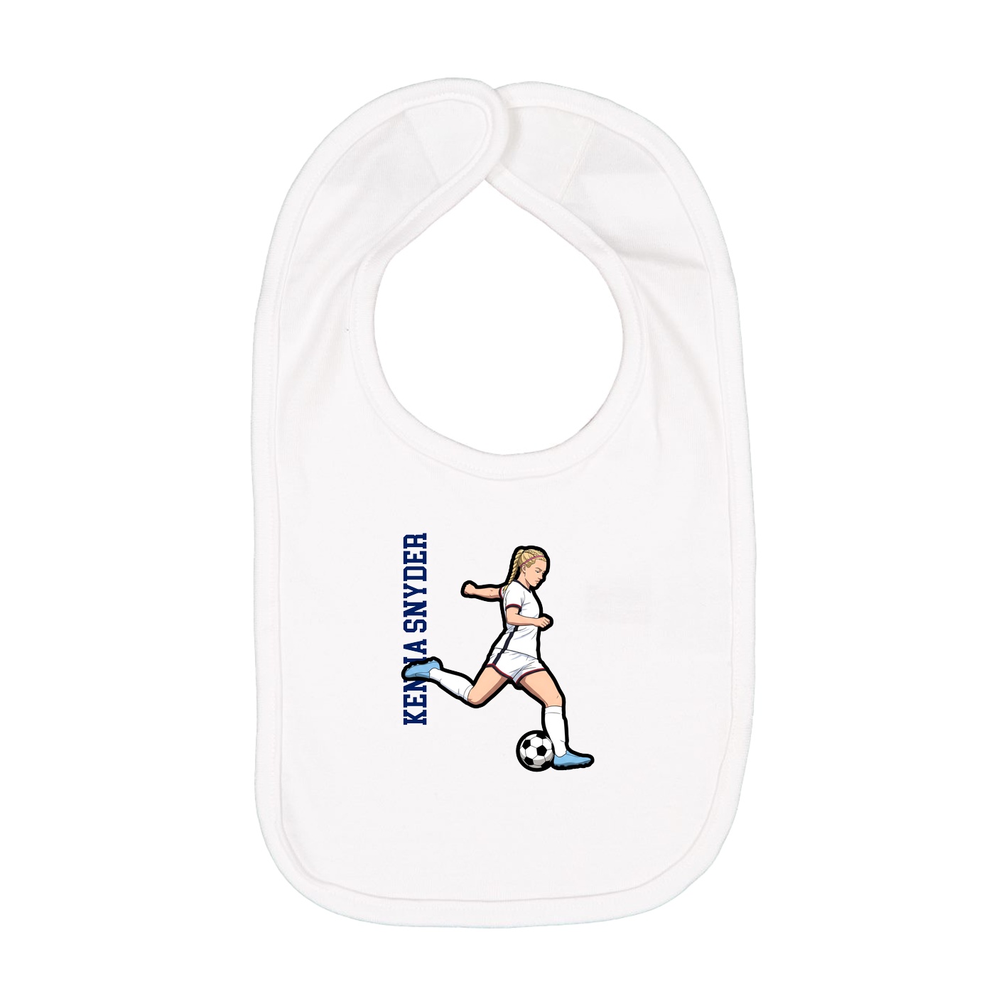 Infant Bib — Name Vertical in White